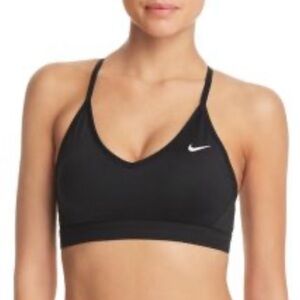 Nike Women's Black Sports Bra with White Logo size Large